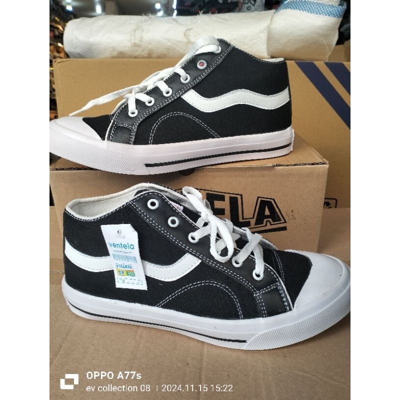 Sepatu Sneaker Vantela Hitam Putih Original Pria Wanita – Casual Sport Stylish Kekinian