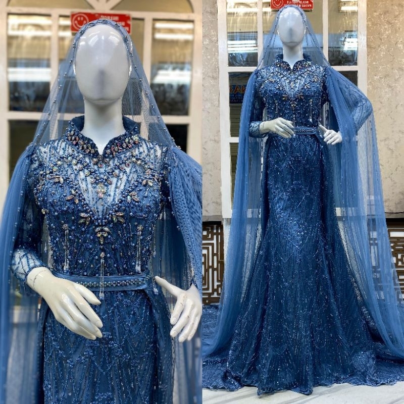 gaun pengantin full payet / kebaya pengantin full payet / kebaya pengantin ekor panjang mewah
