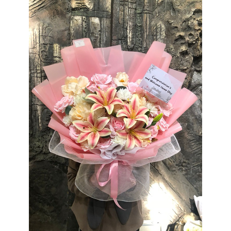 Buket bunga palsu premium