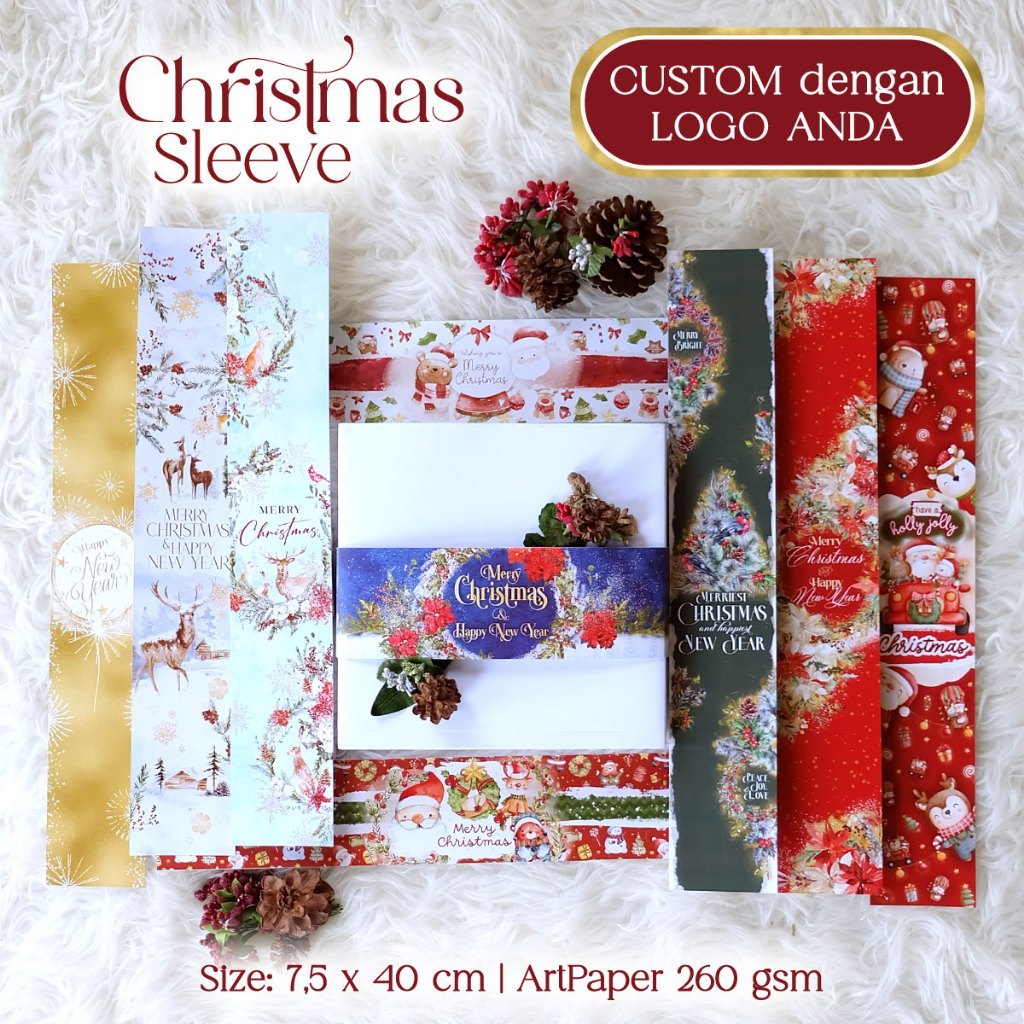

20pcs LONG Paper BELT Christmas / Sabuk Kertas Parcel Natal / Label Panjang Hampers SLEEVE