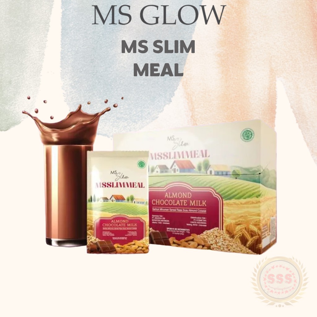 MS GLOW Ms Slim Ms Meal Minuman Pengganti Makan Penurun Berat Badan Diet Rasa Coklat Almond 15 Sache