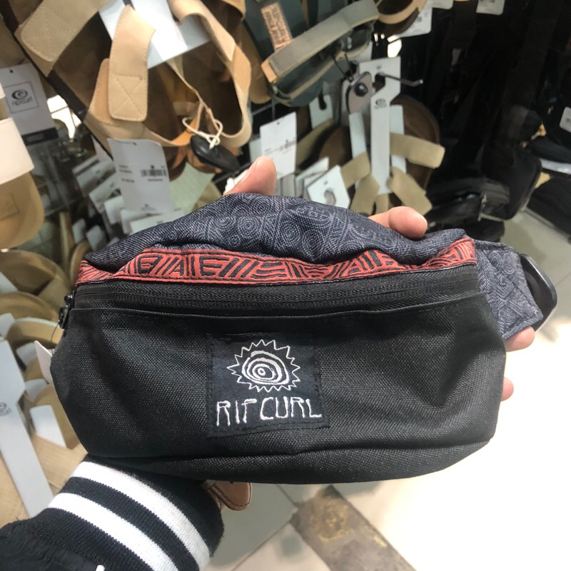 waistbag pria rip curl original waist bag solid rock blak new