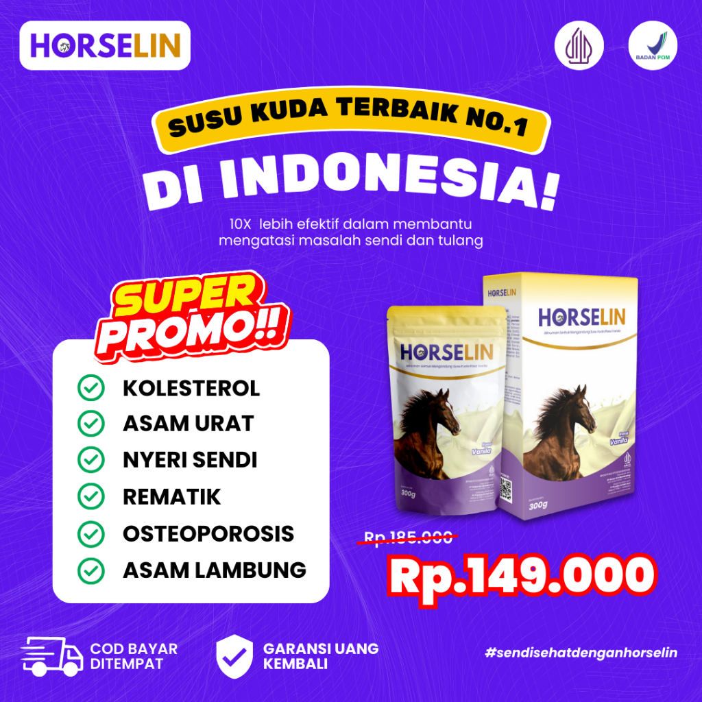 

HORSELIN Susu Kuda 2 Box 100% Original Atasi Nyeri Sendi