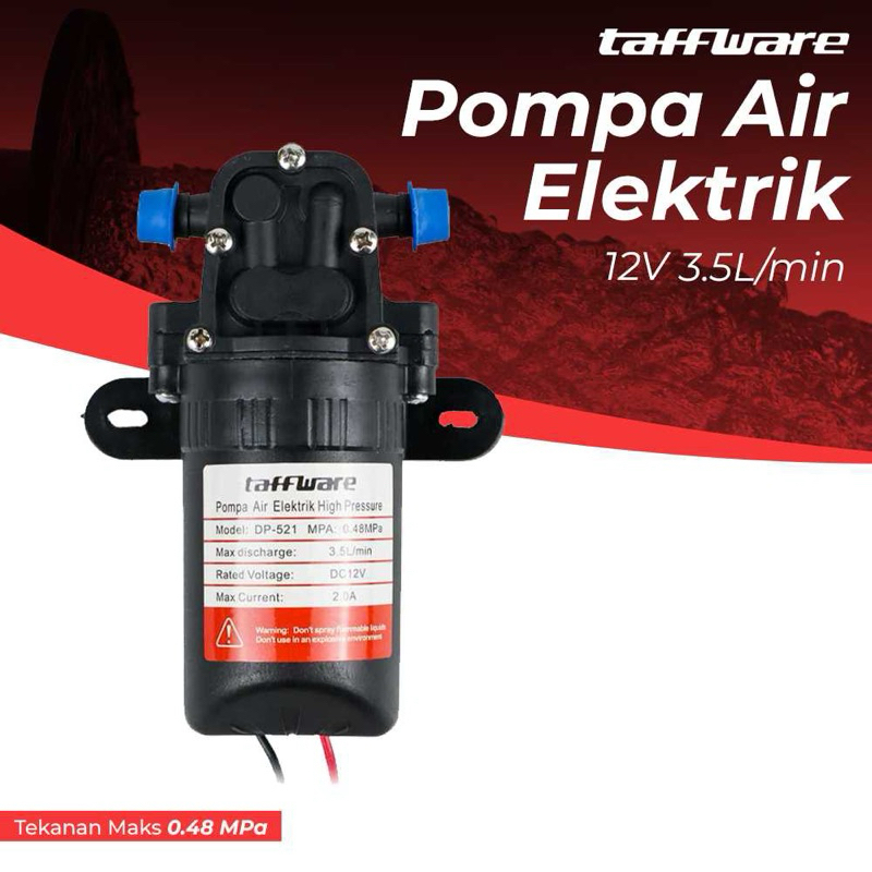 Taffware Pompa Air Elektrik 12V 70PSI Tekanan Tinggi 3.5L/min DP521 Cuci Motor Mobil Pompa Air Mini 