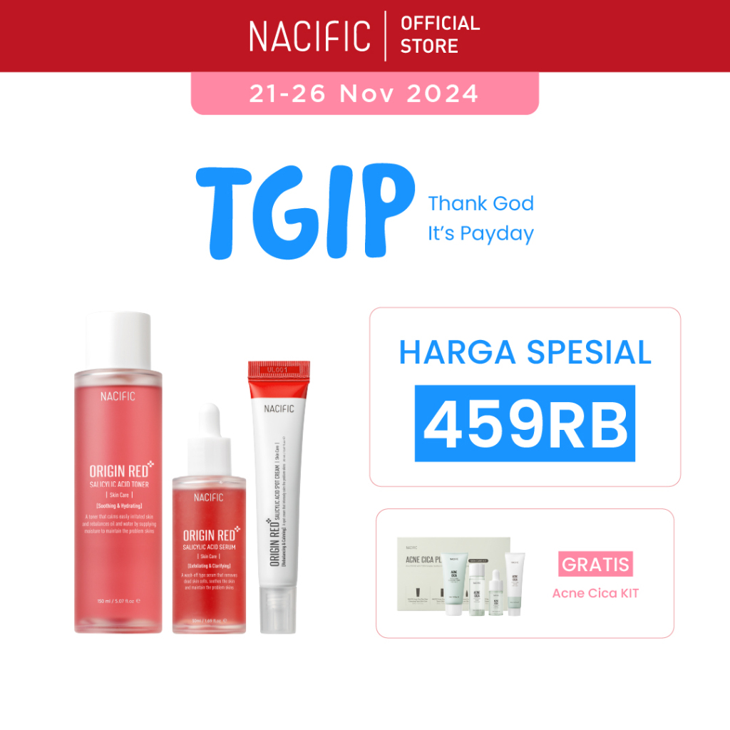 Nacific Origin Red Salicylic Acid Skin Care 3 SET (Serum 50ml + Toner 150ml  + Spot Cream 20ml)