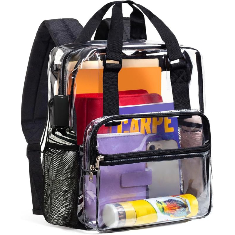 Tas Ransel Bening Vorspack Heavy Duty - Tas Buku Bening Besar, Tas Ransel Tembus Pandang dengan Pega