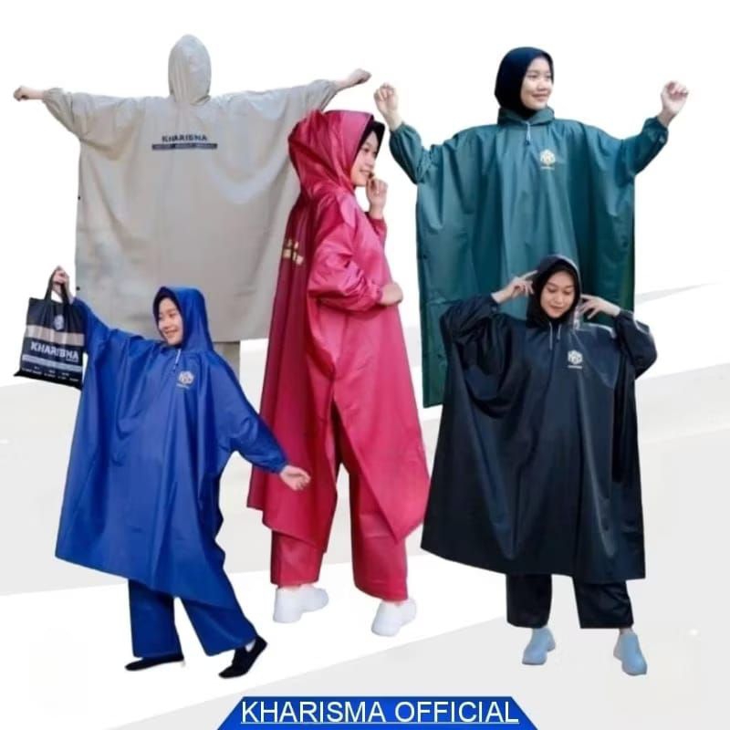 KHARISMA JAS HUJAN KELELAWAR MANTEL HUJAN PONCO + CELANA PRIA WANITA