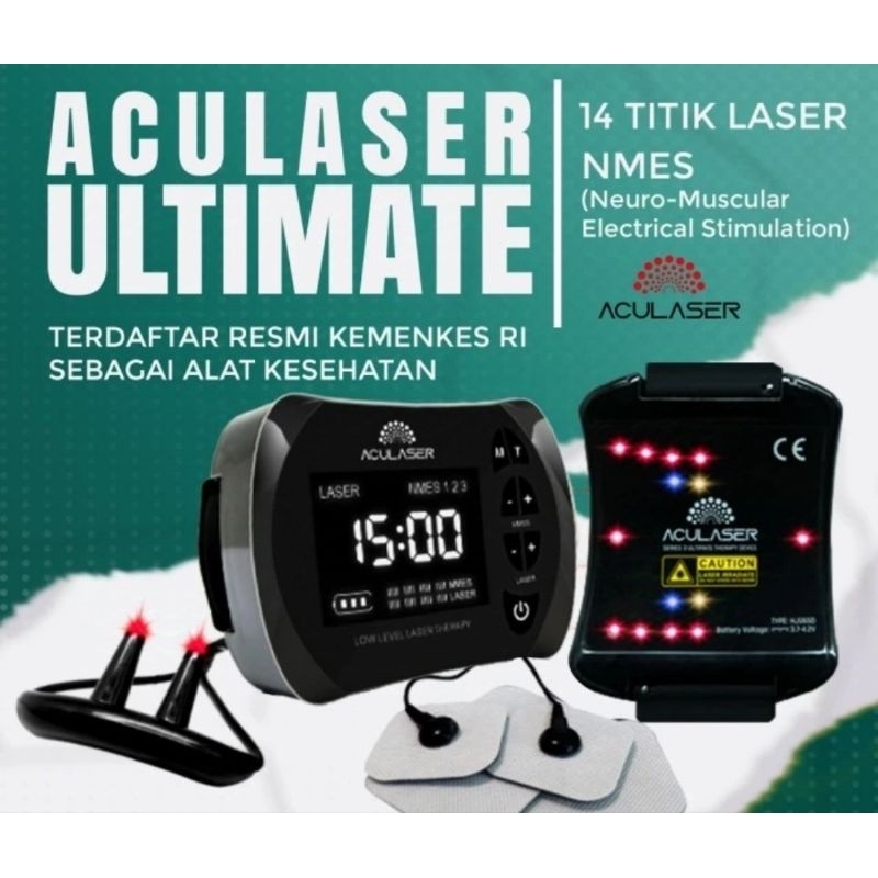 ALAT TERAPI LANCARKAN PEREDARAN DARAH ACULASER ULTIMATE 14 TITIK LASER + NMES