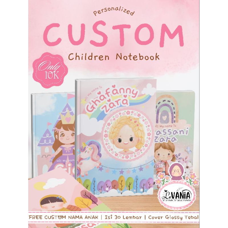 

Le Vania Custom Buku Tulis A5-FREE NAMA ANAK/Children Notebook Isi 30 Lembar