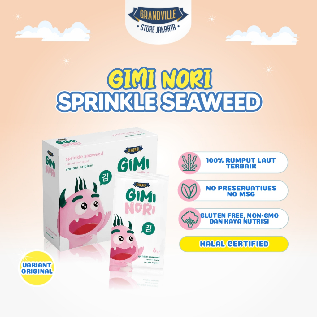 

Grandville Gimi Nori Rumput Laut Tabur Original Cemilan Teman Makan MPASI