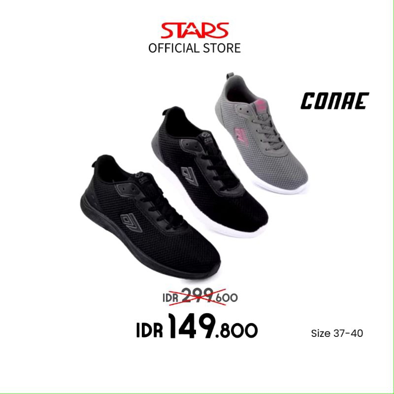 Conae sepatu sneakers cewek / wanita warna abu putih dan hitam putih