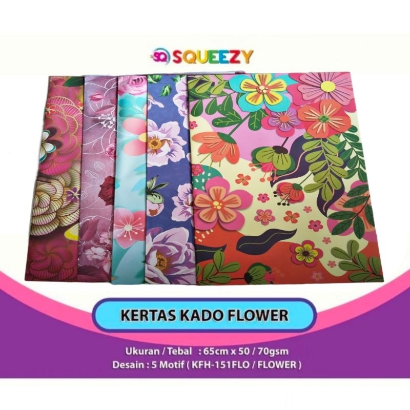 

10 Pcs Kertas Kado Squeezy Flower/Bungkus Kado/Kertas Kado Murah