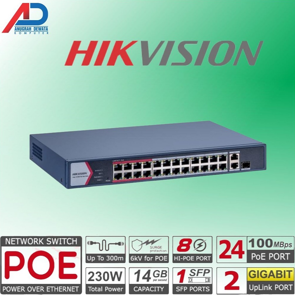 SWITCH POE HIKVISION 24 PORT DS-3E1326P-EI/M SMART POE SWITCH 24 PORT