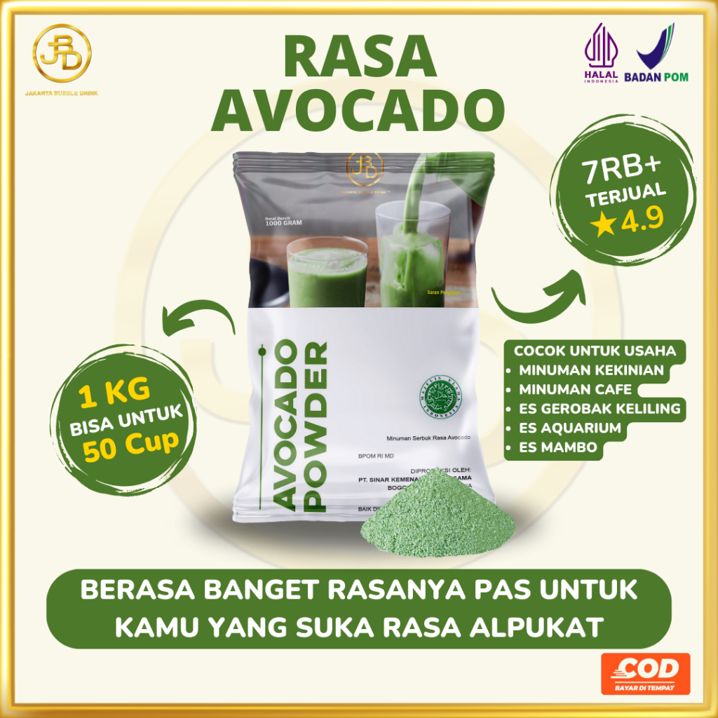 

Bubuk Minuman Premium AVOCADO -Jakarta Bubble Drink | BPOM&HALAL