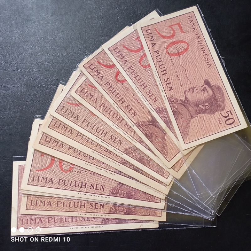 uang kertas kuno 50 sen sukarelawan tahun 1964