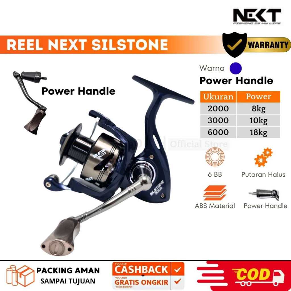 Reel Pancing Next Silstone Power Handle 2000,3000,6000 Type Spinning Spool Besi Murah Dan Kuat COD -