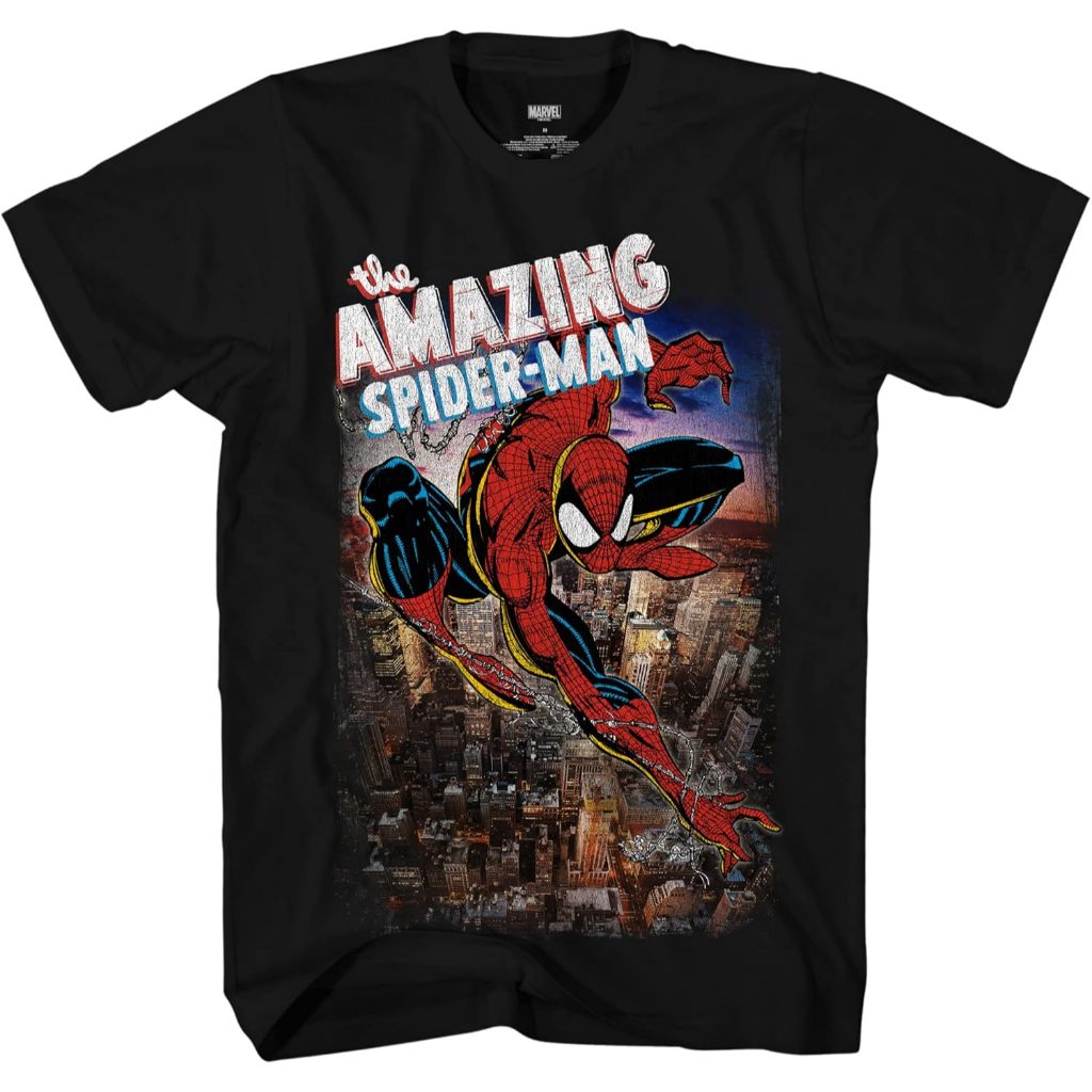 Baju Kaos Anak Marvel Amazing Spider-Man City Scene T-Shirt Pakaian Atasan Fashion Laki Cowok Cewek 
