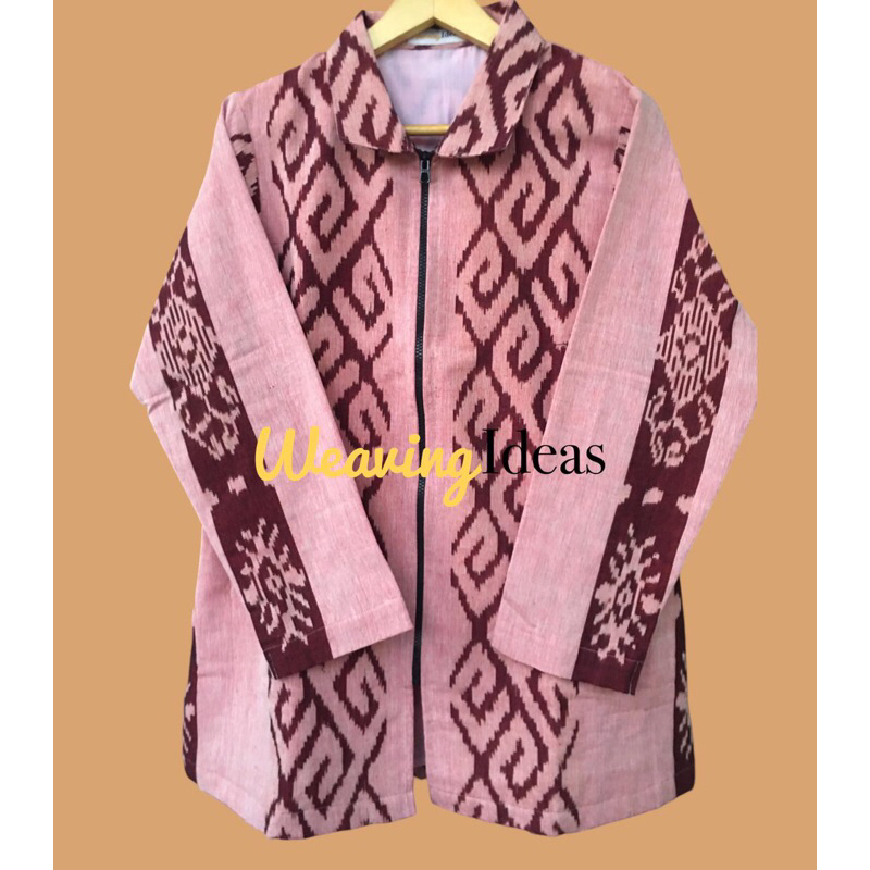 Kemeja Blouse Wanita Pink Tenun Troso