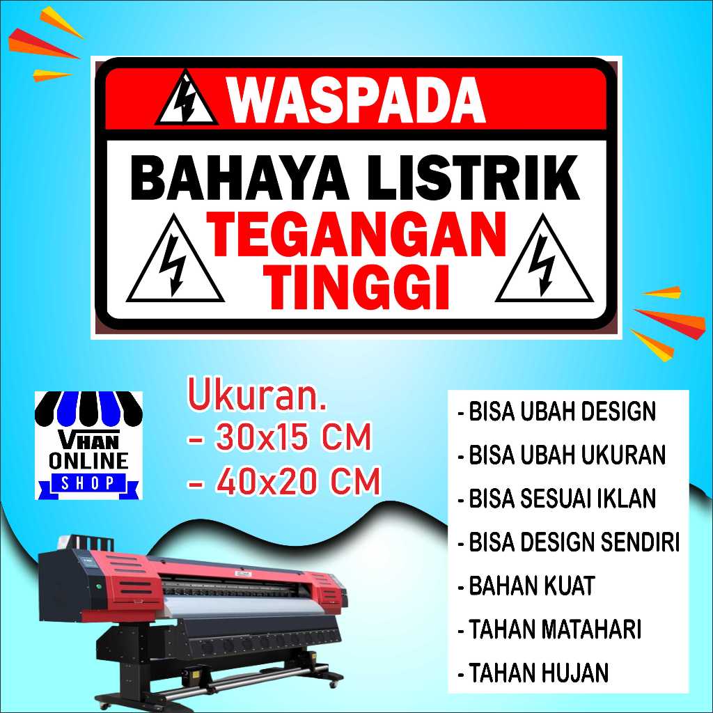 

Cetak Sticker Tempelan Peringatan tegangan tinggi Putih
