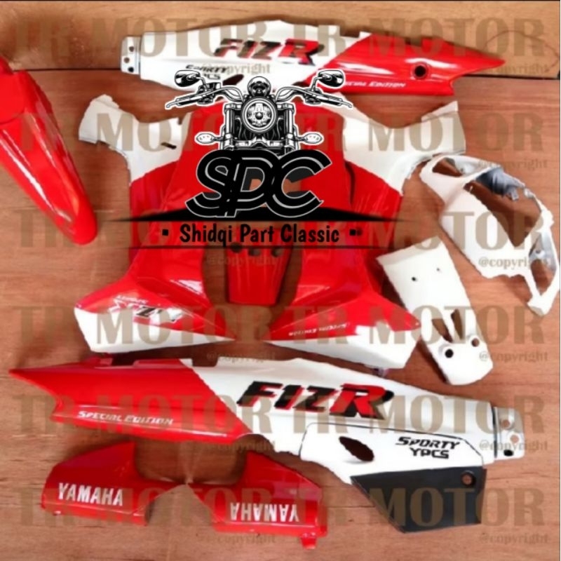 Paket Body Full Set Yamaha Fiz R FizR F1z R Vega R Lama Old Warna Merah Ferarri Kombinasi Putih Malb