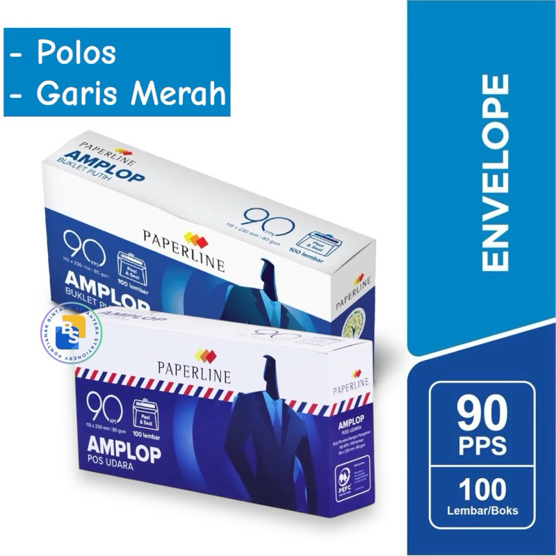 

PAPERLINE Amplop Putih Polos & Garis 90 PPS 110 x 230 mm - 1 Kotak