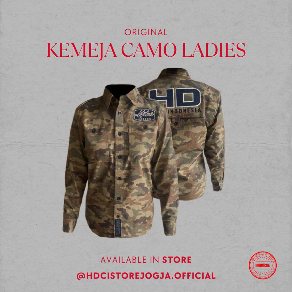 Kemeja Panjang Camo Ladies Harley Davidson Club Indonesia Original