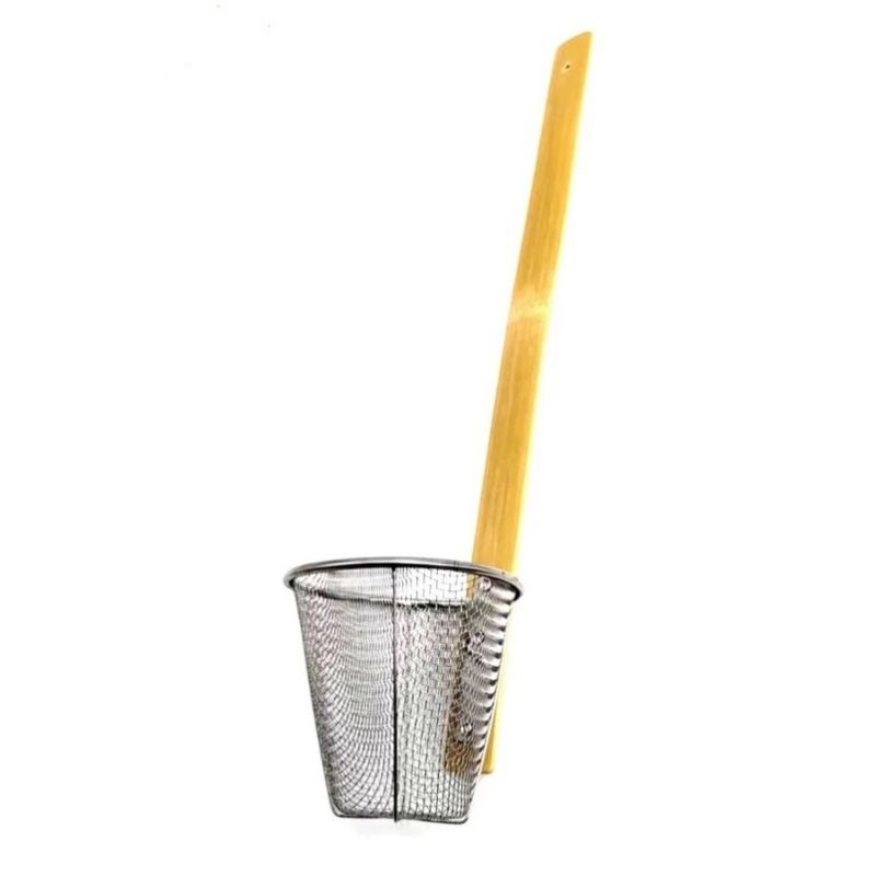 Saringan Mie Ayam / Saringan Stainless / Saringan Gagang Bambu Panjang / Tirisan Mie