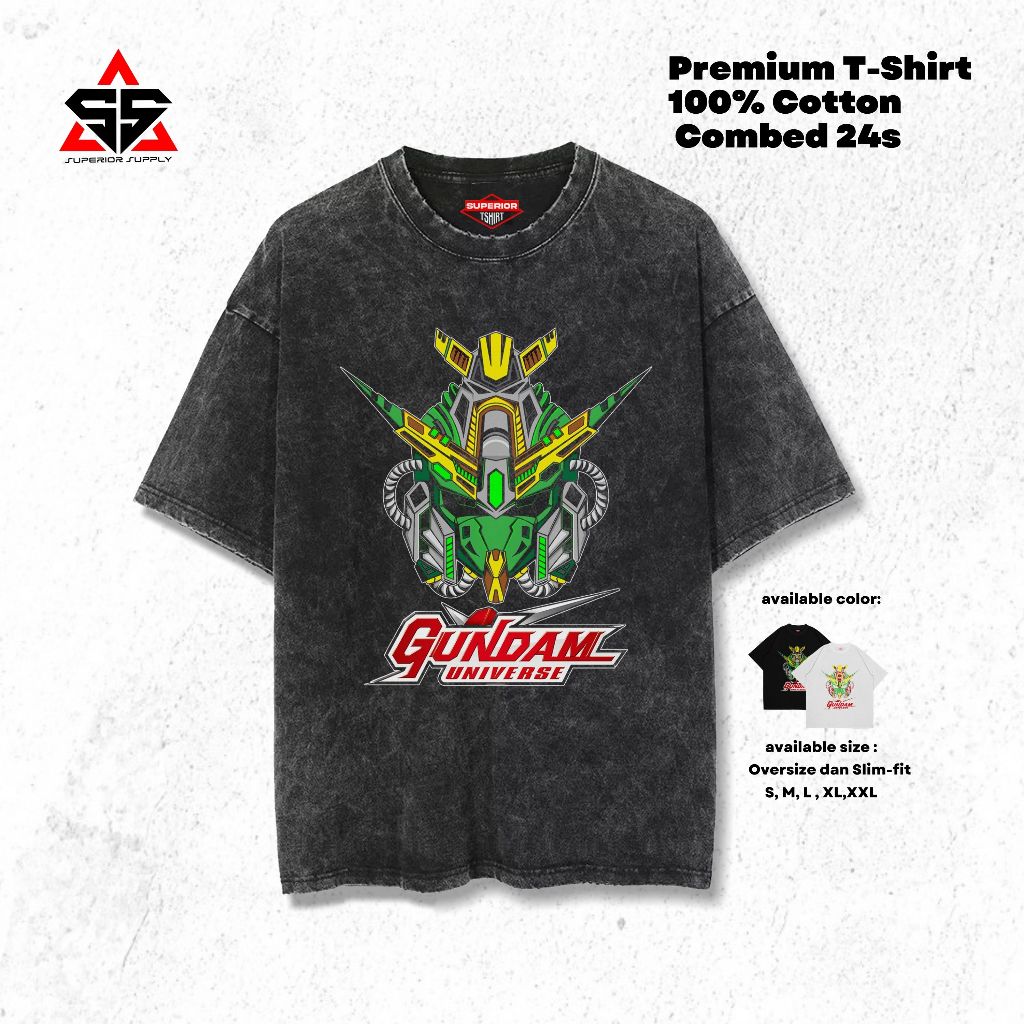 SUPERIOR Kaos Gundam Oversized washed tshirt Oversize slimfit sandwash GDM-16