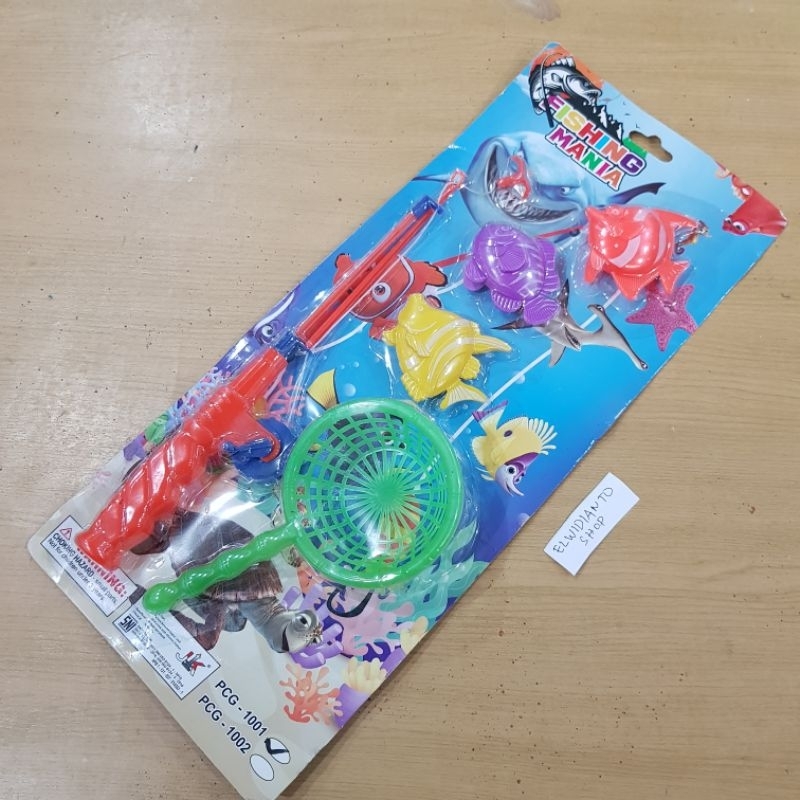 mainan anak alat pancingan ikan isi 3 peralatan memancing magnet