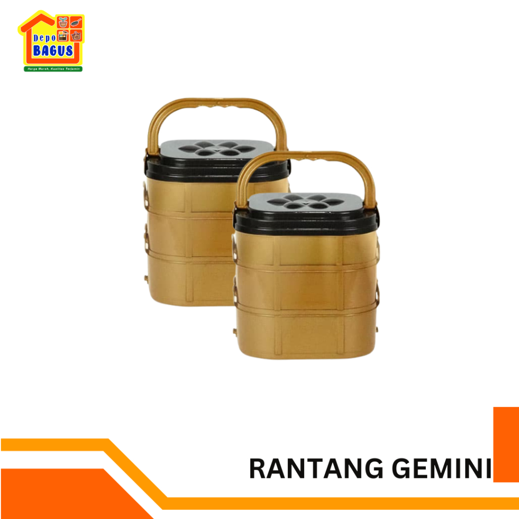 Rantang Makanan Gemini Susun 3 Gold, Rantang Susun 3 Rantang Plastik