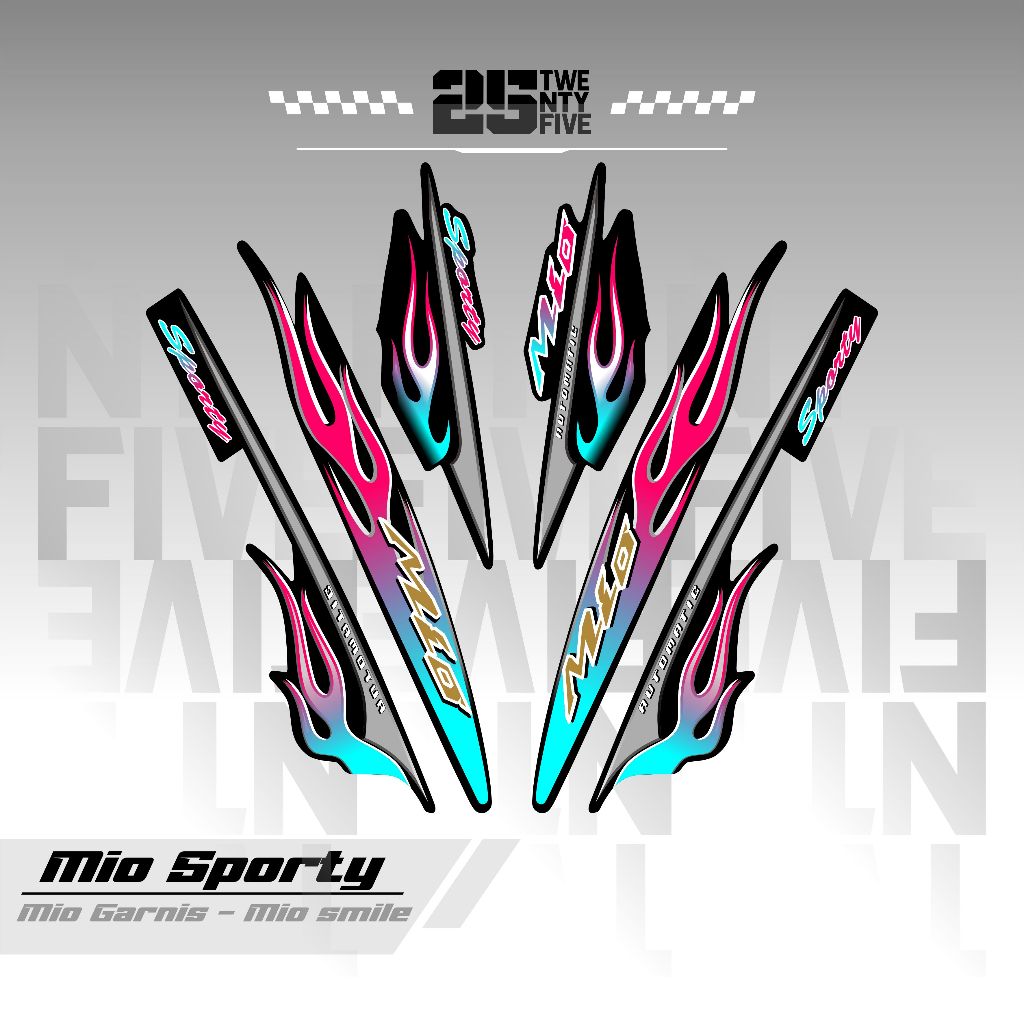STRIPING MIO SPORTY API/VARIASI 17/DASAR HITAM/STIKER MIO SPORTY/MIO SMILE/STRIPING MIO API/STIKER M
