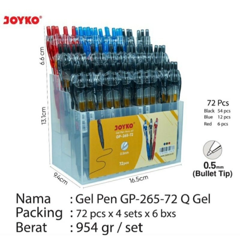 

Pulpen Gel Joyko GP-265 Q Gel 0,5 mm (1 Box isi 72 Pcs)