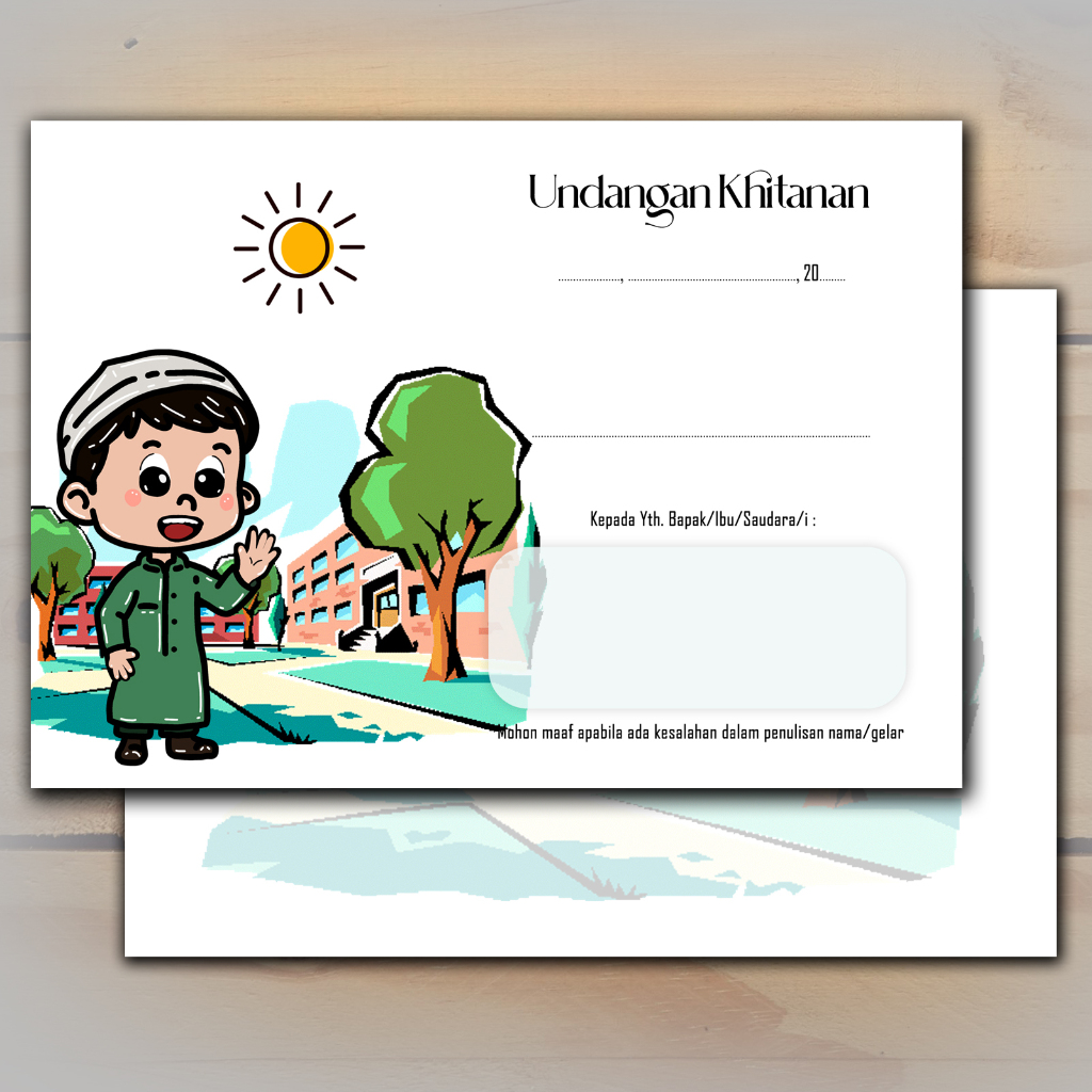 (ISI 25 PCS) UNDANGAN KHITANAN TULIS TANGAN EKONOMIS MINI KARTUN ANAK KLASIK UNIK