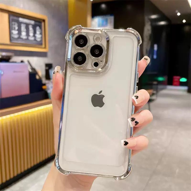 Iphone CASE SAFETY FRAMELESS AKRILIK ANTICRACK ELECTROPLATING LENS PROTECTOR iPhone