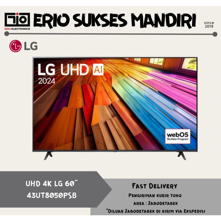 LG 43UT8050 / 43UT8050PSB 4K UHD Smart AI ThinQ TV 43 Inch // 43UT80