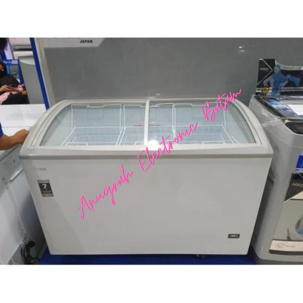 Chest Freezer SLIDING AQUA JAPAN AQF-332SD Freezer Box ICE CREAM 332L BATAM