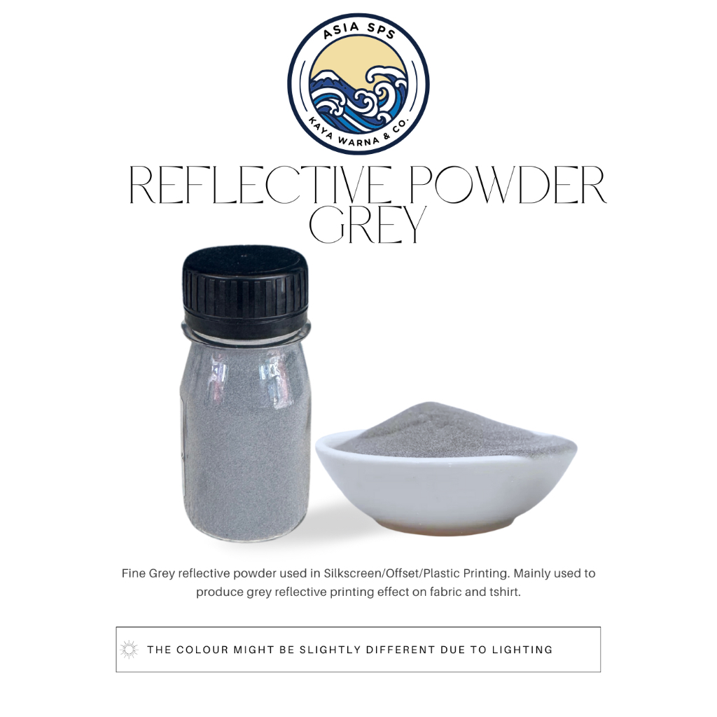 

Bubuk Reflektif Powder GREY Serbuk Pantulan Cahaya Dekorasi Sablon (100g)