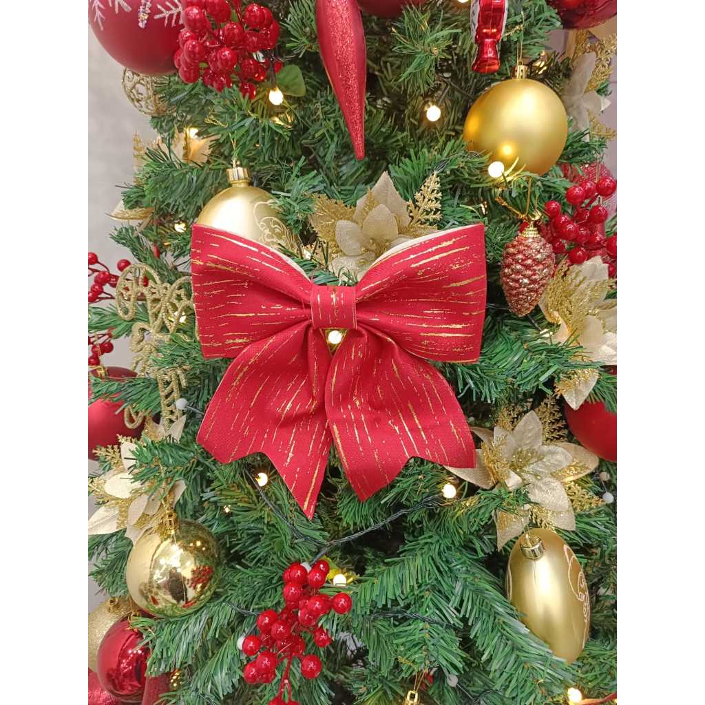 Pita Pohon Natal Kain Bludru Garis Gold Besar pita natal pita dekorasi natal pita hiasan natal pita 