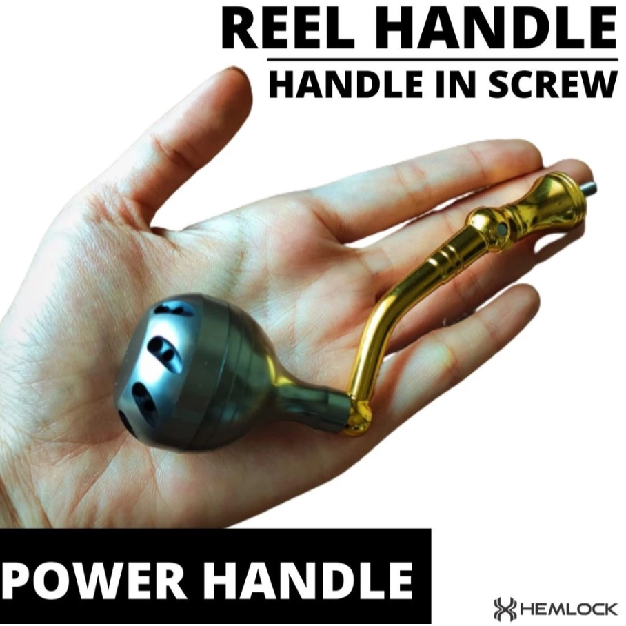 HANDLE REEL, UNTUK POWER HANDLE, KNOB METAL GOLD, (UKURAN 1000 SAMPAI 3000)