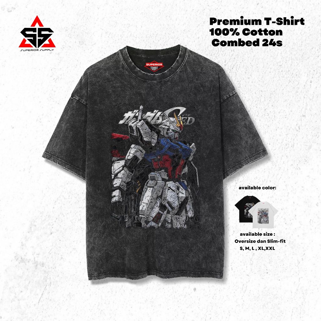 SUPERIOR Kaos Gundam Oversized washed tshirt Oversize slimfit sandwash GDM-22