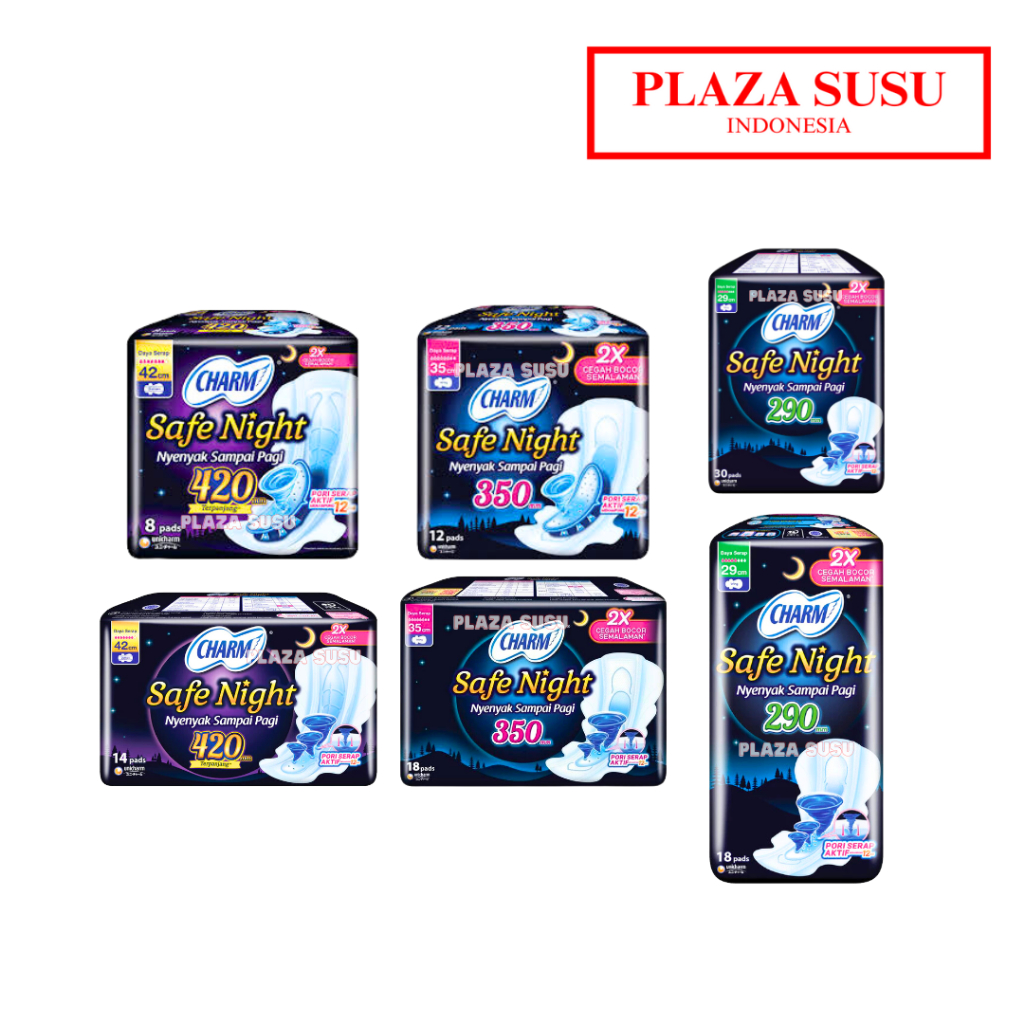 CHARM SAFE NIGHT PANTYLINER PEMBALUT CHARM SAFE NIGHT