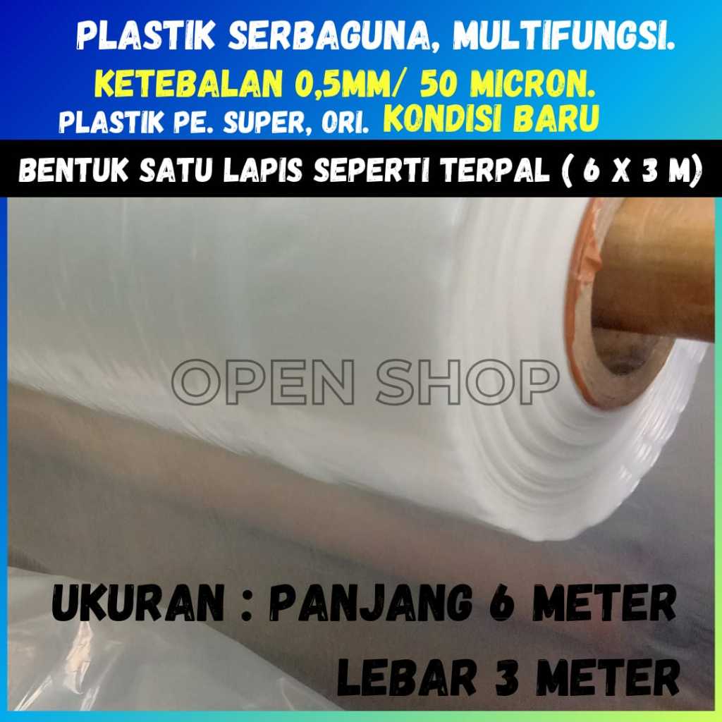 6x3 M. Plastik Serbaguna. Penutup Pelindung Pembungkus furniture, Atap Green House Peternak Budidaya
