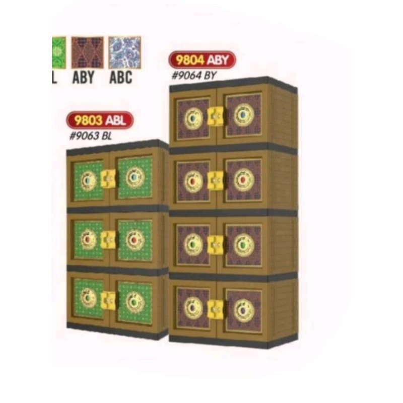 Lemari Plastik Naiba /Rak Pakaian/Motif Batik Kunci/Naiba 9803 Susun 3 Kunci