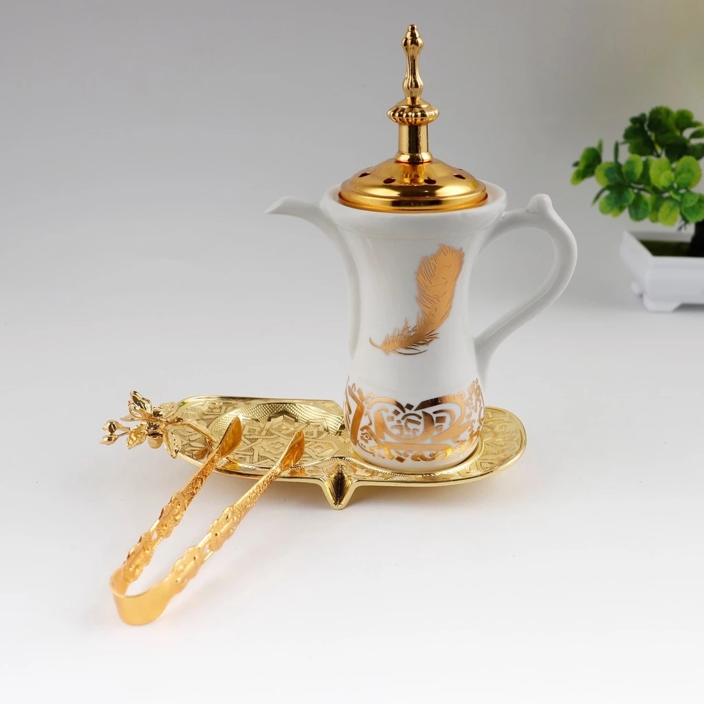 Tempat Bakar Dupa Arab Style Teko Luxury Logam Keramik