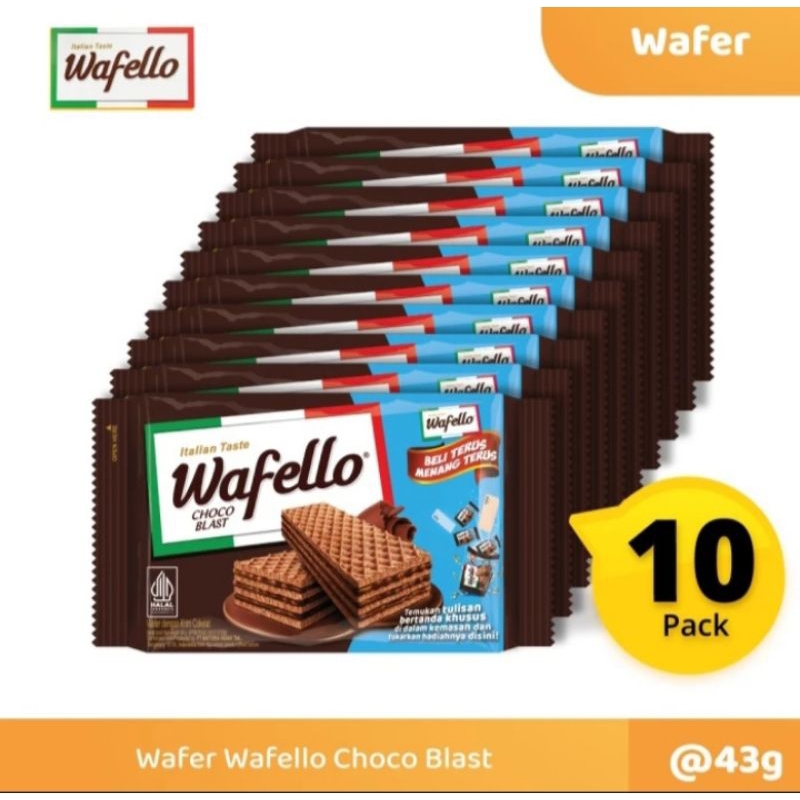 

[GRATIS ONGKIR] Wafello chocoblast 43gr 1 pack isi @10pcs