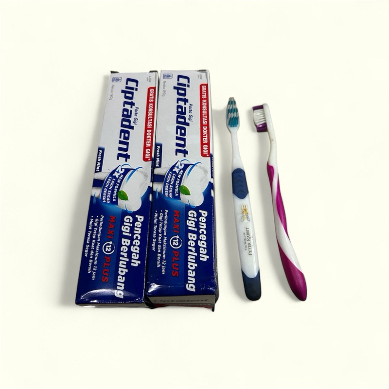 sikat gigi ciptadent paket 2 pcs pasta gigi ciptadent 190gram dapat bonus 2 sikat gigi