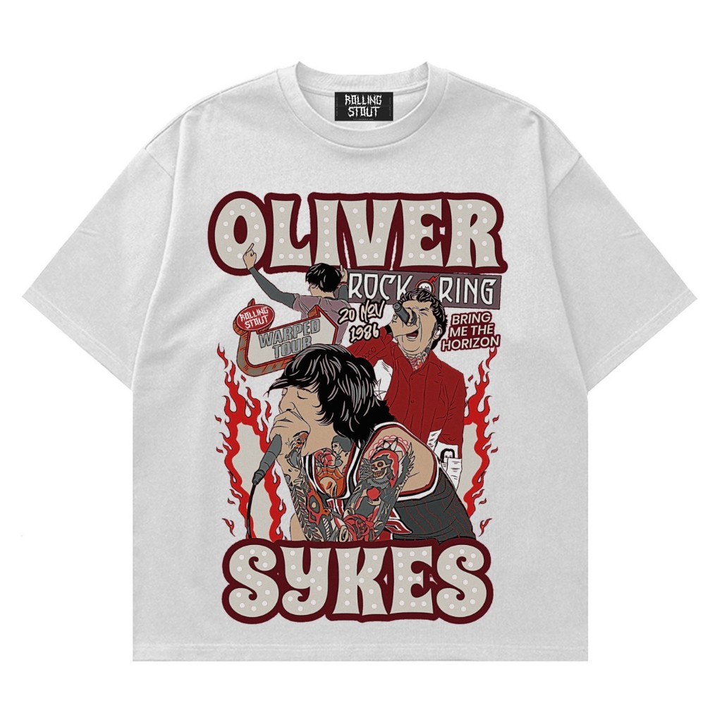 Rollingstout - Oliver Sykes BMTH Vintage | KAOS musik Band | BAJU MUSIK Pria Wanita