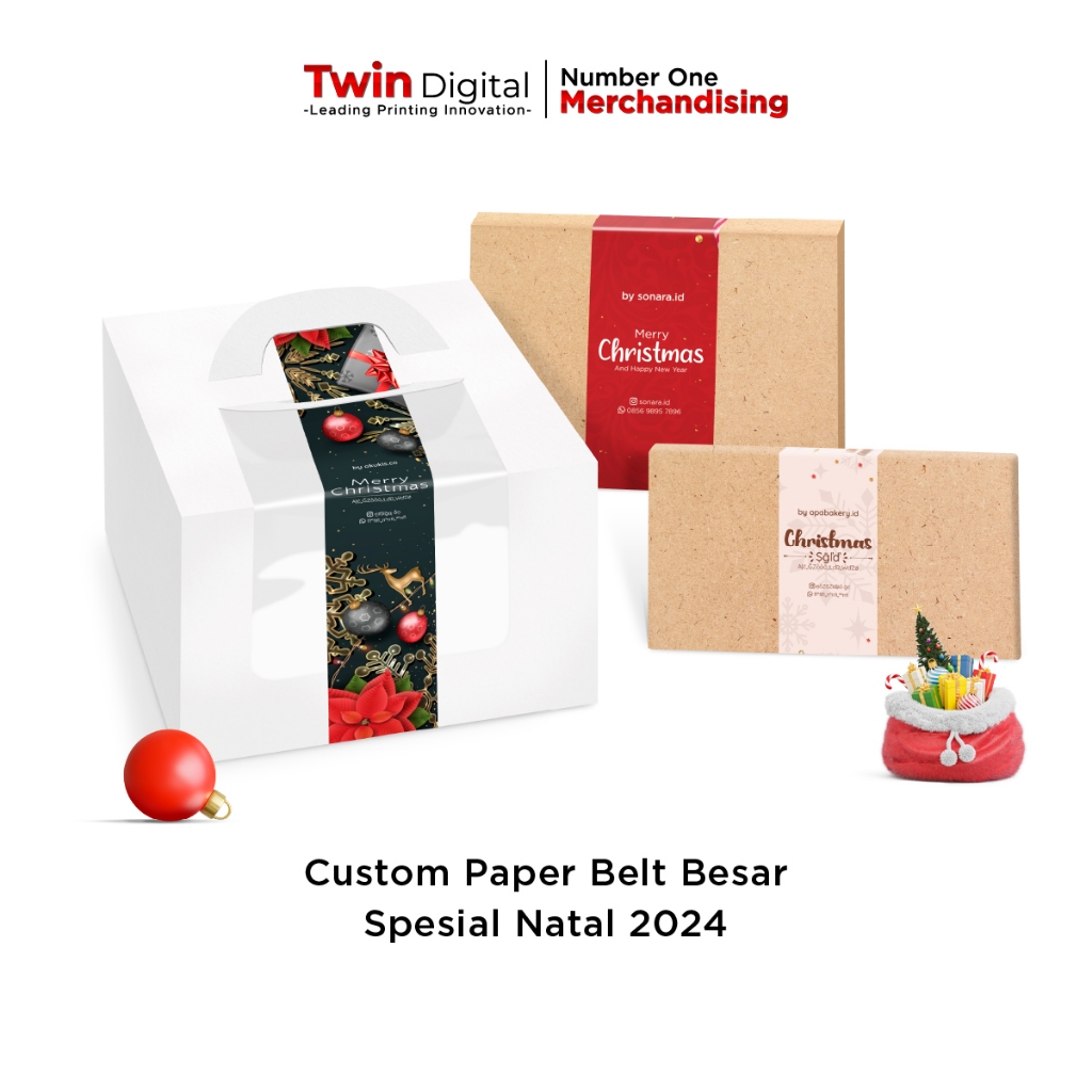 

Twindigital Custom Packaging Sleeve Label Hampers Natal Segel Box Kemasan - Paper Belt Besar Natal