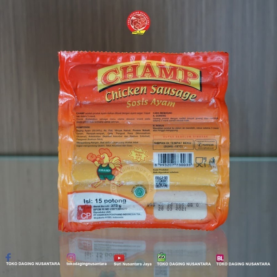 

CHAMP CHICKEN SAUSAGE 375 GRAM