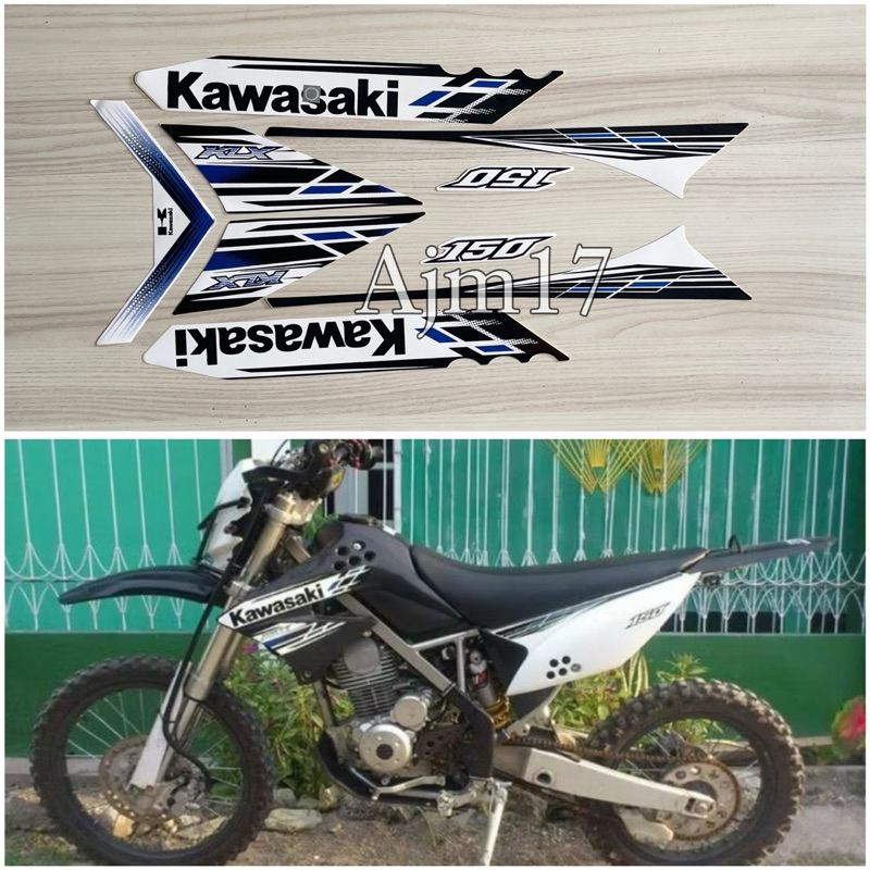 STIKER STRIPING MOTOR KLX 2013 HITAM PUTIH